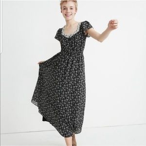 Madewell Dress Sheer Sleeve Mixed Branch F…
